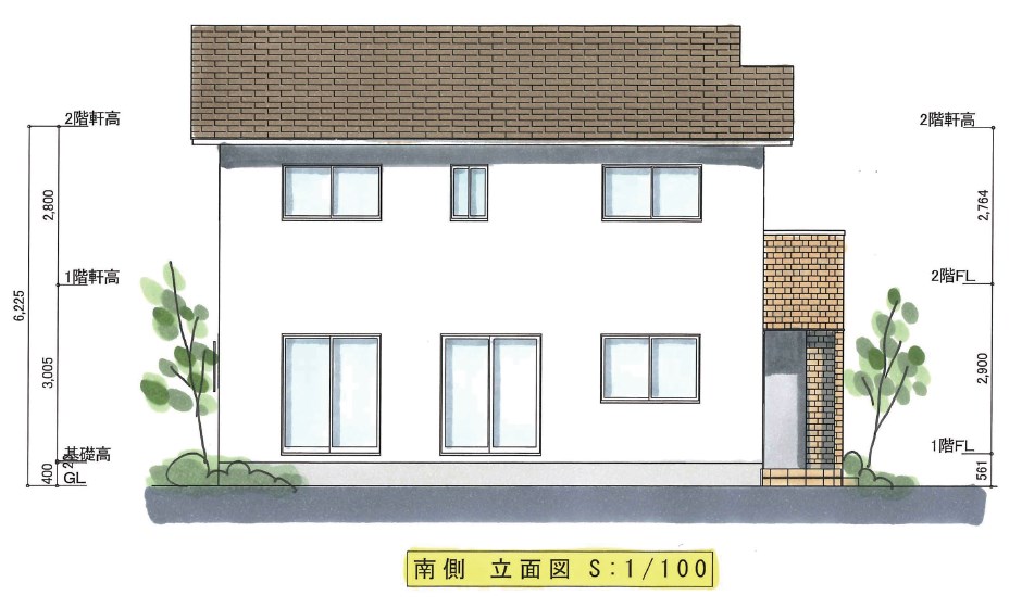 エラベール 南側立体図S:1/100