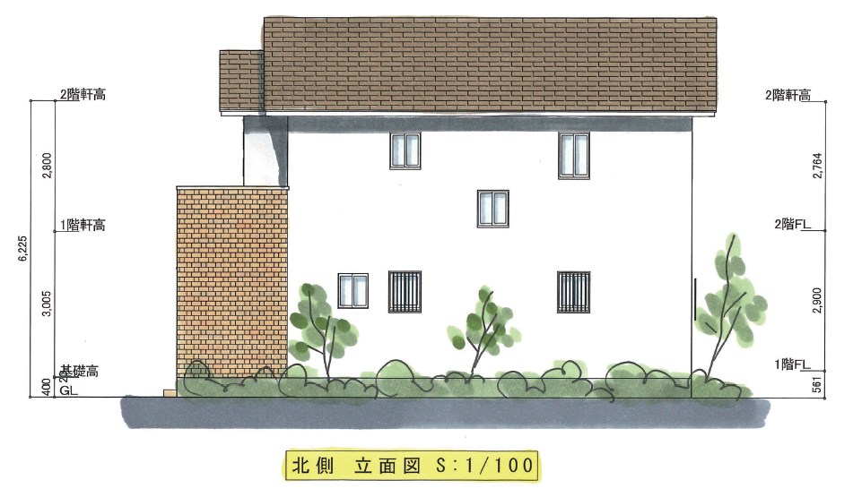 エラベール 北側立体図S:1/100